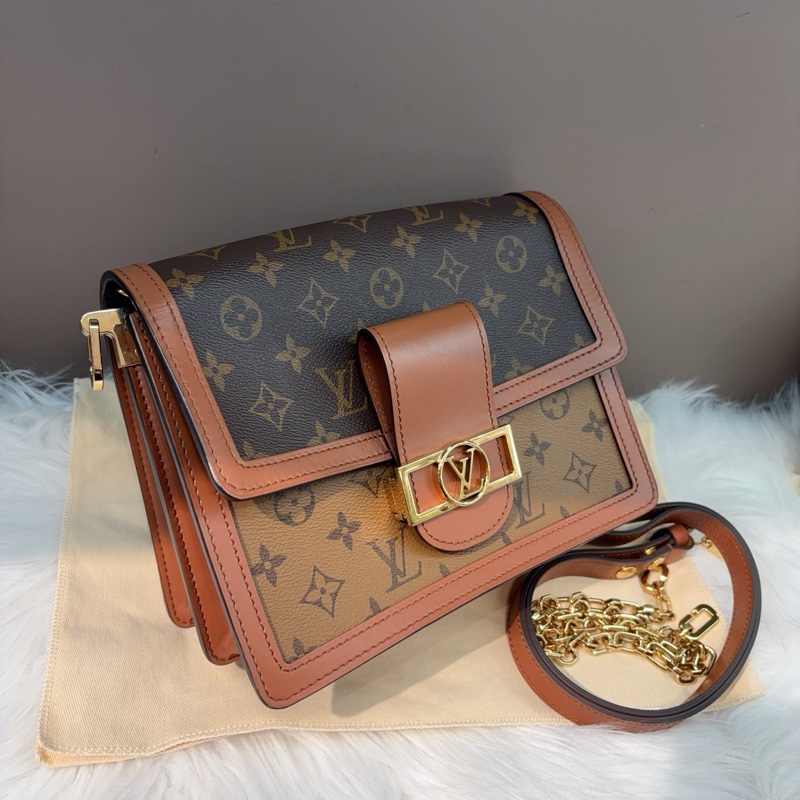 Louis Vuitton路易威登 Dauphine中號達芙妮單肩斜挎包 芯片帶銅牌 配塵袋-3