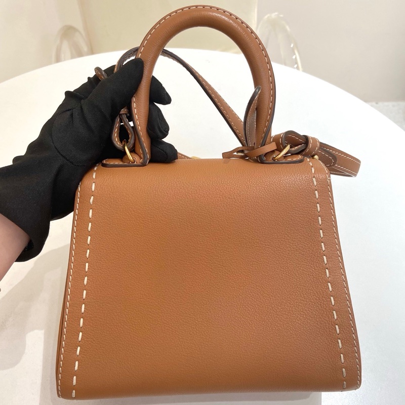 DELVAUX德爾沃brillant mini焦糖棕手提斜挎包  尺寸：20*11*16 附件：缺鏡子 。-1