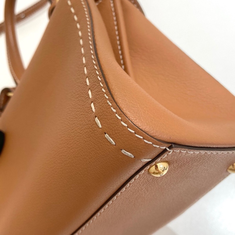 DELVAUX德爾沃brillant mini焦糖棕手提斜挎包  尺寸：20*11*16 附件：缺鏡子 。-5