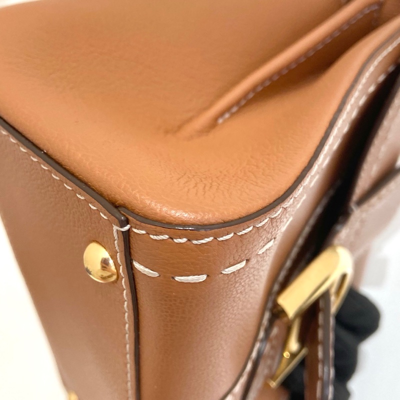DELVAUX德爾沃brillant mini焦糖棕手提斜挎包  尺寸：20*11*16 附件：缺鏡子 。-6