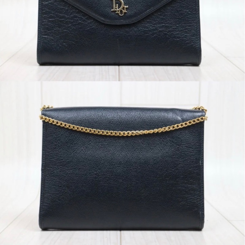 「JL精品代購」9新 Dior黑皮信封鏈條包-3