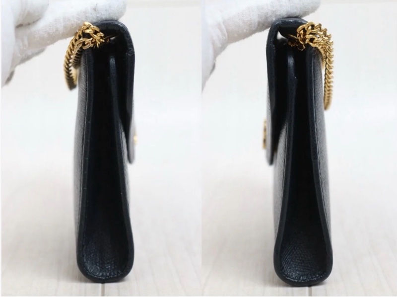 「JL精品代購」9新 Dior黑皮信封鏈條包-4