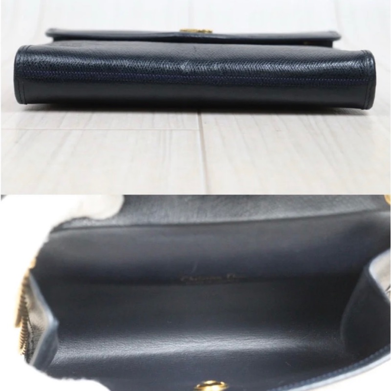 「JL精品代購」9新 Dior黑皮信封鏈條包-5