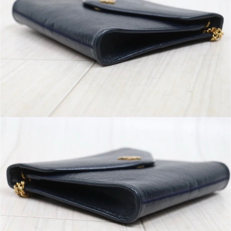 「JL精品代購」9新 Dior黑皮信封鏈條包-6