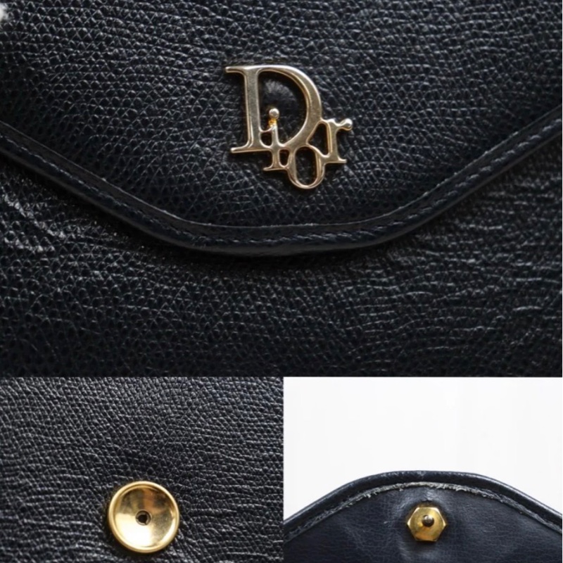 「JL精品代購」9新 Dior黑皮信封鏈條包-7