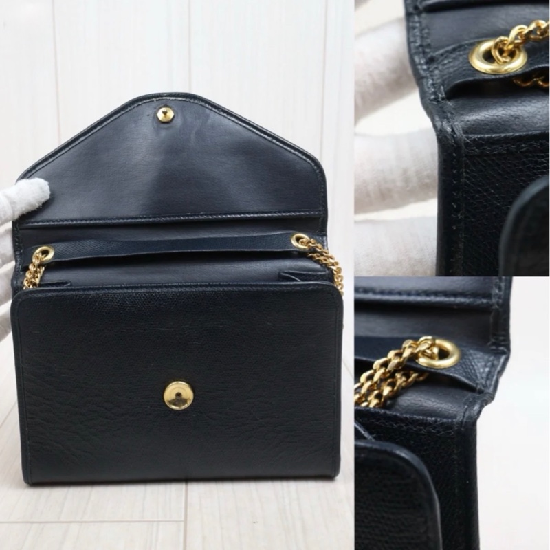 「JL精品代購」9新 Dior黑皮信封鏈條包-8