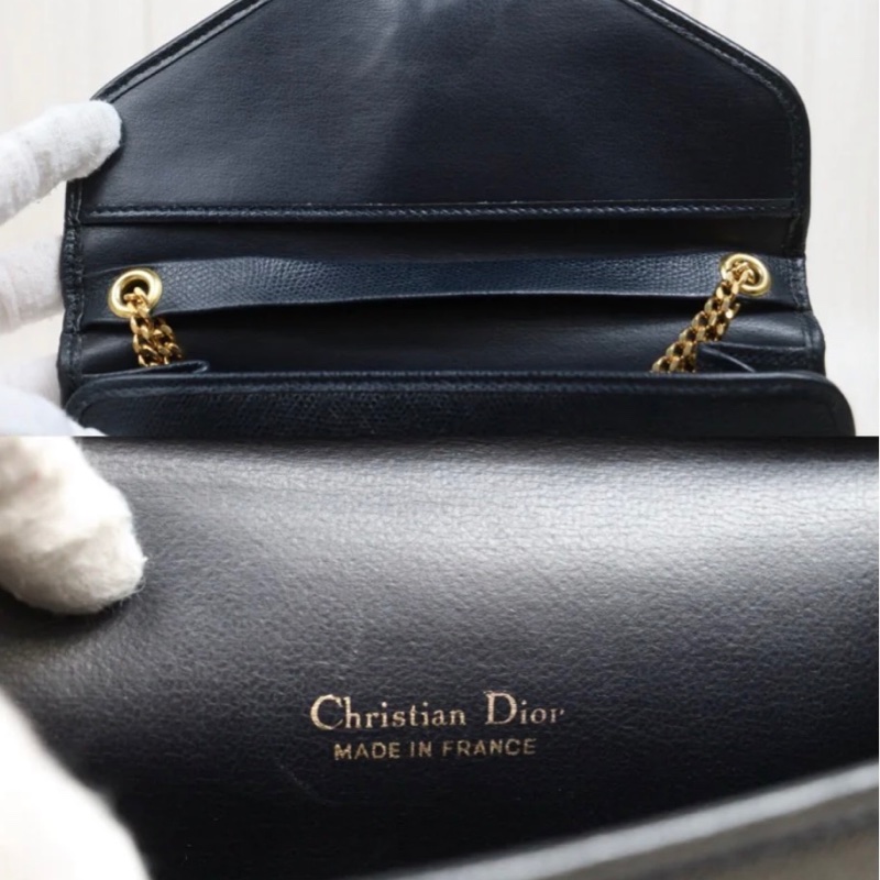 「JL精品代購」9新 Dior黑皮信封鏈條包-10