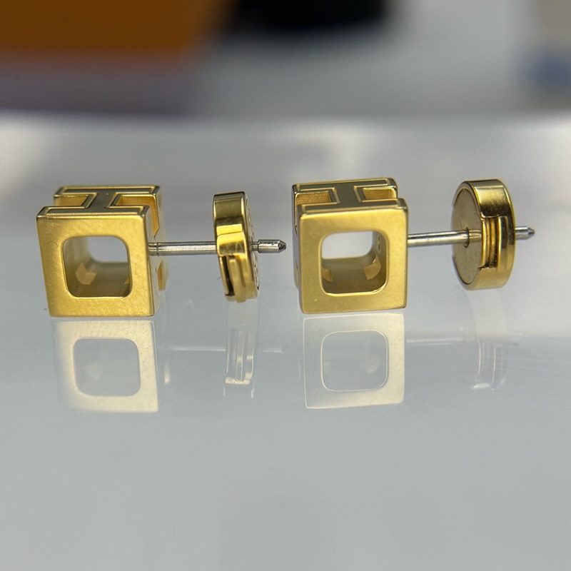 Hermès 愛馬仕 紅色小號方塊H耳釘  🈚附件-1