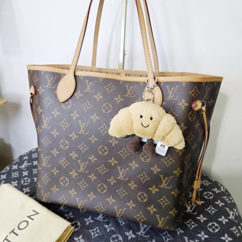 母親節降價  二手Louis Vuitton LV 原花neverfull MM中款 購物包 肩背包-1