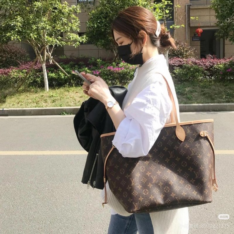 母親節降價  二手Louis Vuitton LV 原花neverfull MM中款 購物包 肩背包-4