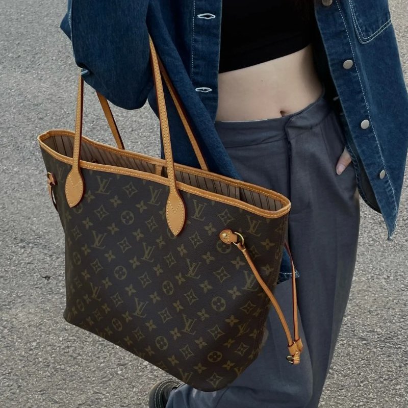 母親節降價  二手Louis Vuitton LV 原花neverfull MM中款 購物包 肩背包-56