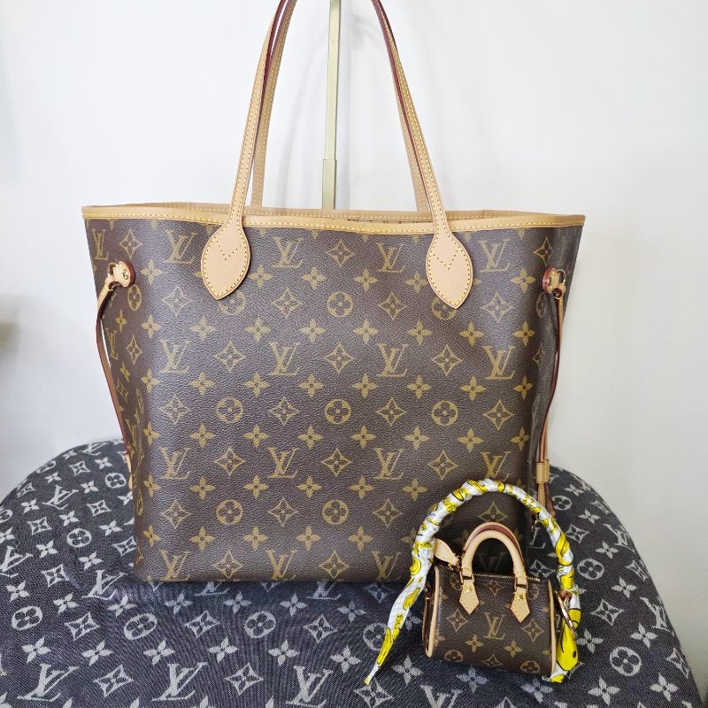 母親節降價  二手Louis Vuitton LV 原花neverfull MM中款 購物包 肩背包-58