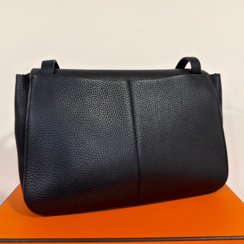 HERMES愛馬仕🐎 Halzan31黑銀配色TC皮質單肩斜挎包-13