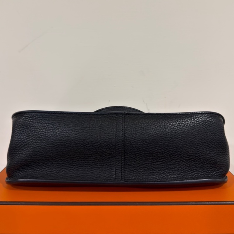 HERMES愛馬仕🐎 Halzan31黑銀配色TC皮質單肩斜挎包-14