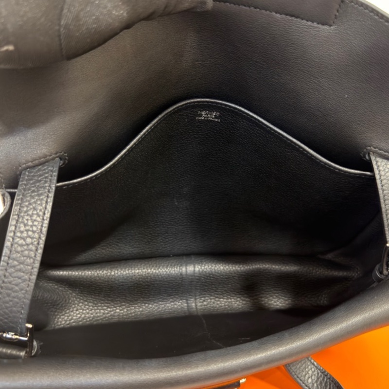 HERMES愛馬仕🐎 Halzan31黑銀配色TC皮質單肩斜挎包-20