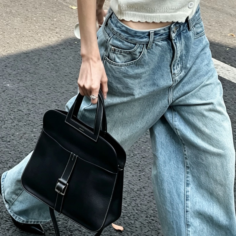 HERMES愛馬仕🐎 Halzan31黑銀配色TC皮質單肩斜挎包-24