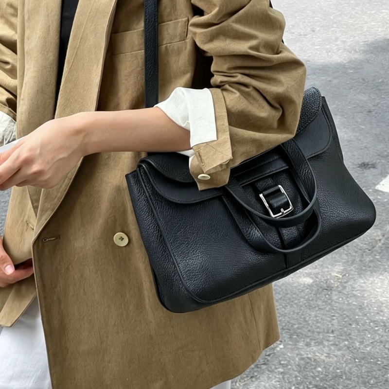 HERMES愛馬仕🐎 Halzan31黑銀配色TC皮質單肩斜挎包-29