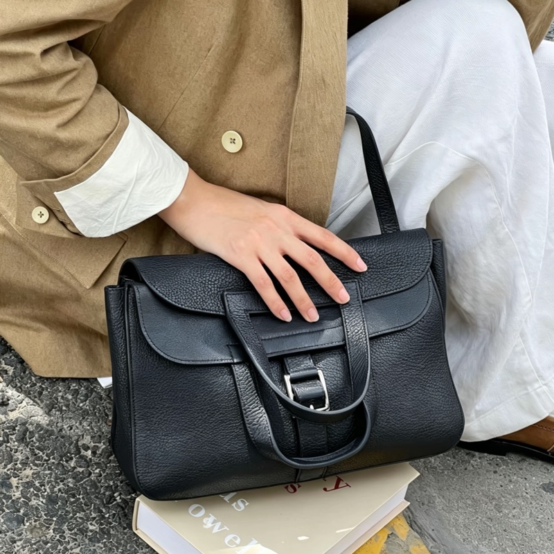 HERMES愛馬仕🐎 Halzan31黑銀配色TC皮質單肩斜挎包-30