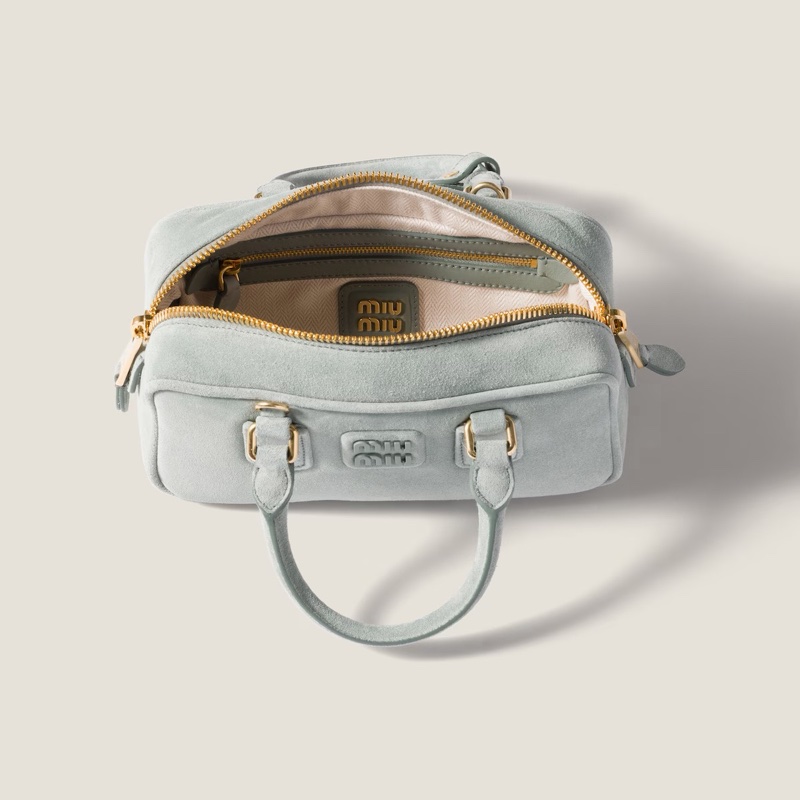 Miu Miu 女士 Arcadie 加墊絨面革手提包均碼碼常規、22cm*7.5cm*10.5cm-4