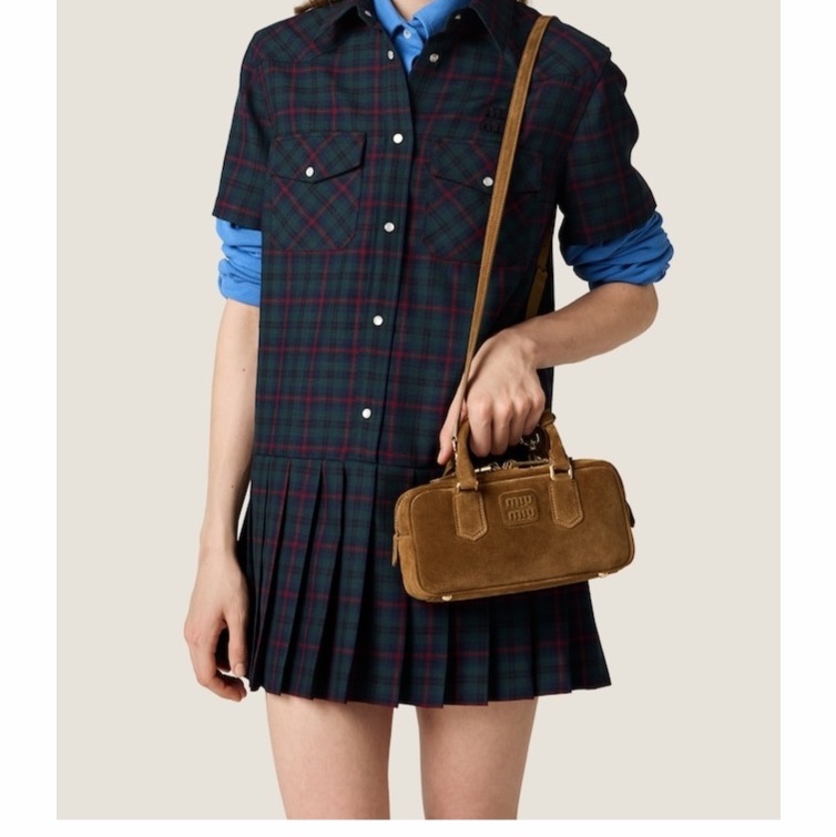 Miu Miu 女士 Arcadie 加墊絨面革手提包均碼碼10.5cm*7.5cm*22cm-1