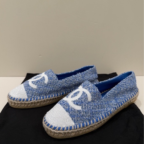 CHANEL 香奈兒漁夫鞋 藍白 38碼   99新