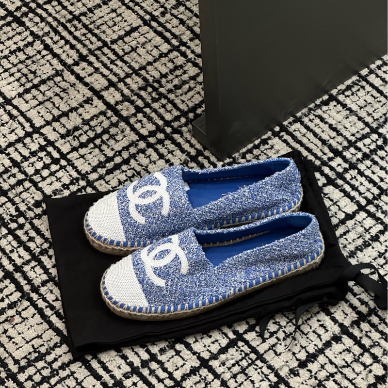 CHANEL 香奈兒漁夫鞋 藍白 38碼   99新-1