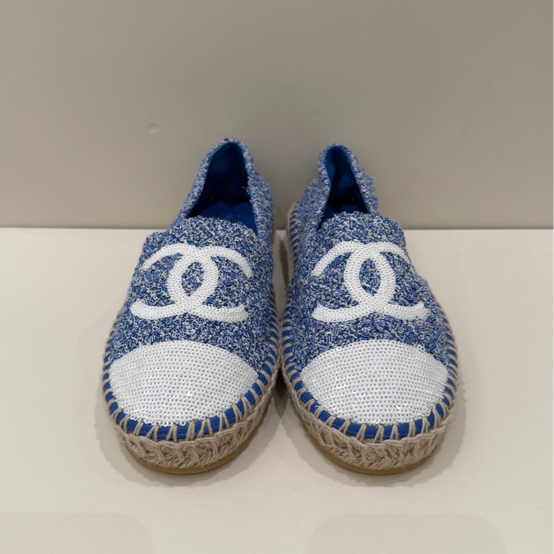 CHANEL 香奈兒漁夫鞋 藍白 38碼   99新-2