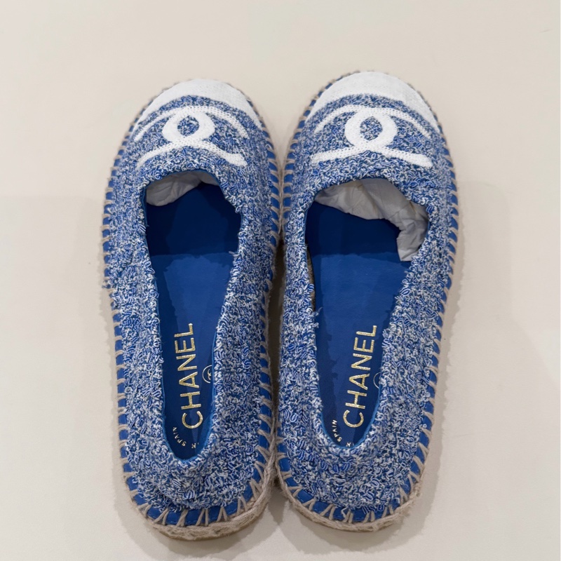 CHANEL 香奈兒漁夫鞋 藍白 38碼   99新-4