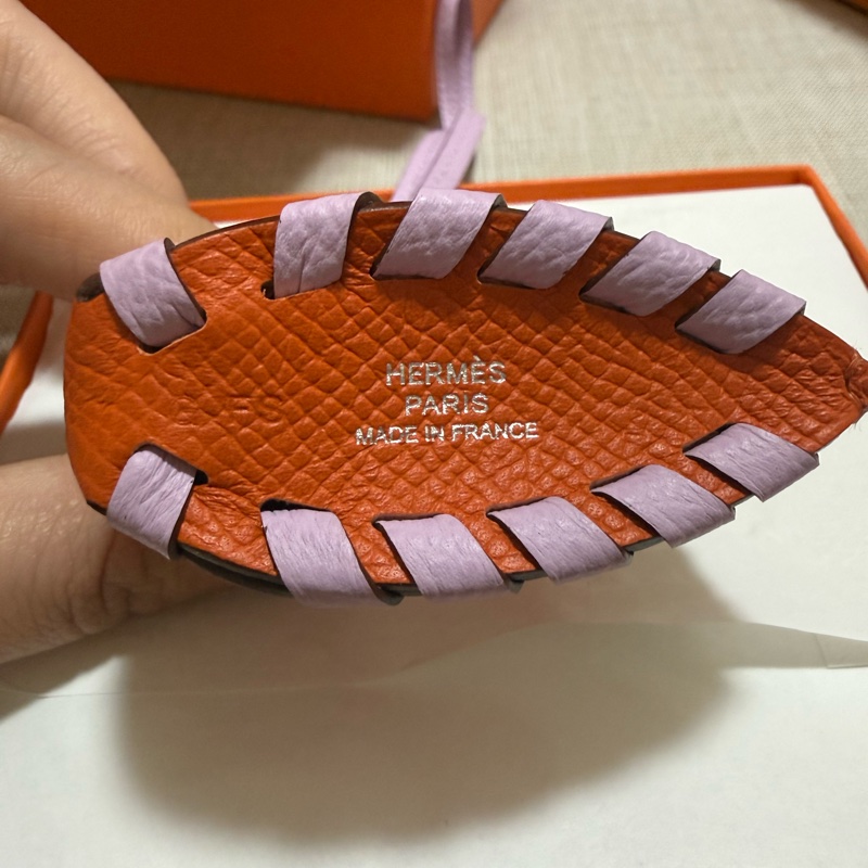 Hermès Rodeo / 馬頭吊飾 G刻 全新 火焰橘×錦葵紫 雙色配色 附購證-1