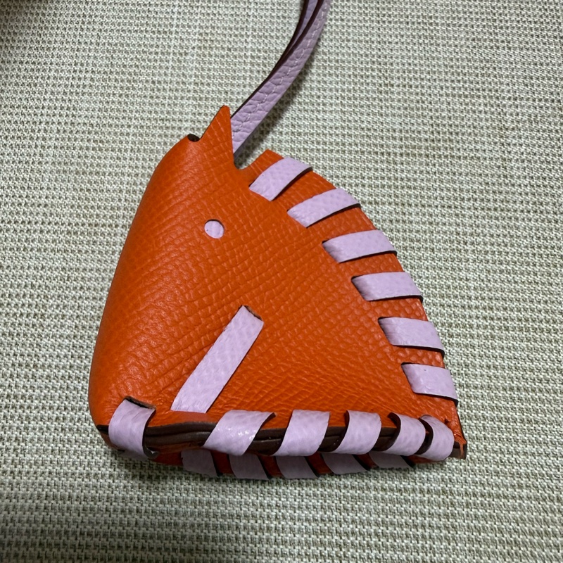 Hermès Rodeo / 馬頭吊飾 G刻 全新 火焰橘×錦葵紫 雙色配色 附購證-2