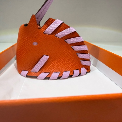 Hermès Rodeo / 馬頭吊飾 G刻 全新 火焰橘×錦葵紫 雙色配色 附購證