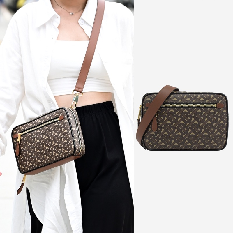 二手正品BURBERRY /8025763 / ATLAS 經典印花拉鍊斜背相機包～近全新（看圖看內文）-5
