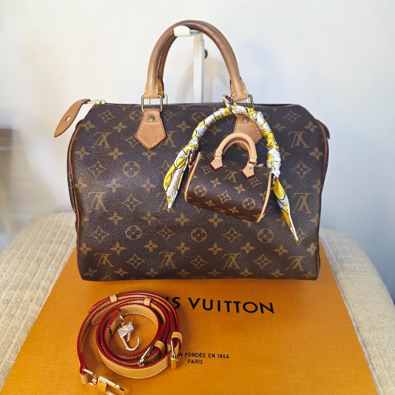 母親節特惠 Louis Vuitton LV原花 Speedy30 明星人手一顆 /母親節活動 贈精美可調式斜背帶-0
