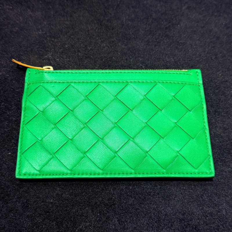 BV綠羊皮編織零錢包-8