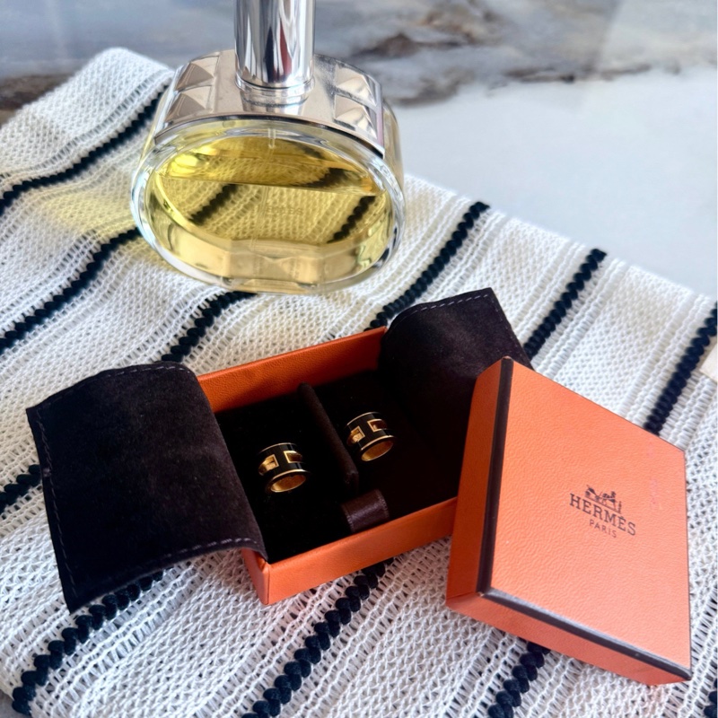 HERMES 愛馬仕 POP H 耳釘黑金-1