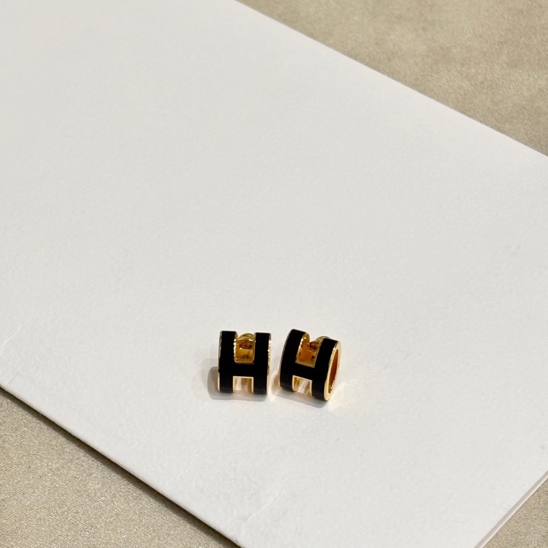 HERMES 愛馬仕 POP H 耳釘黑金-4