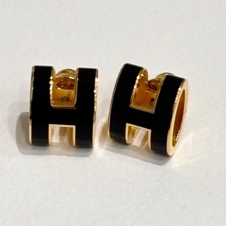 HERMES 愛馬仕 POP H 耳釘黑金-5