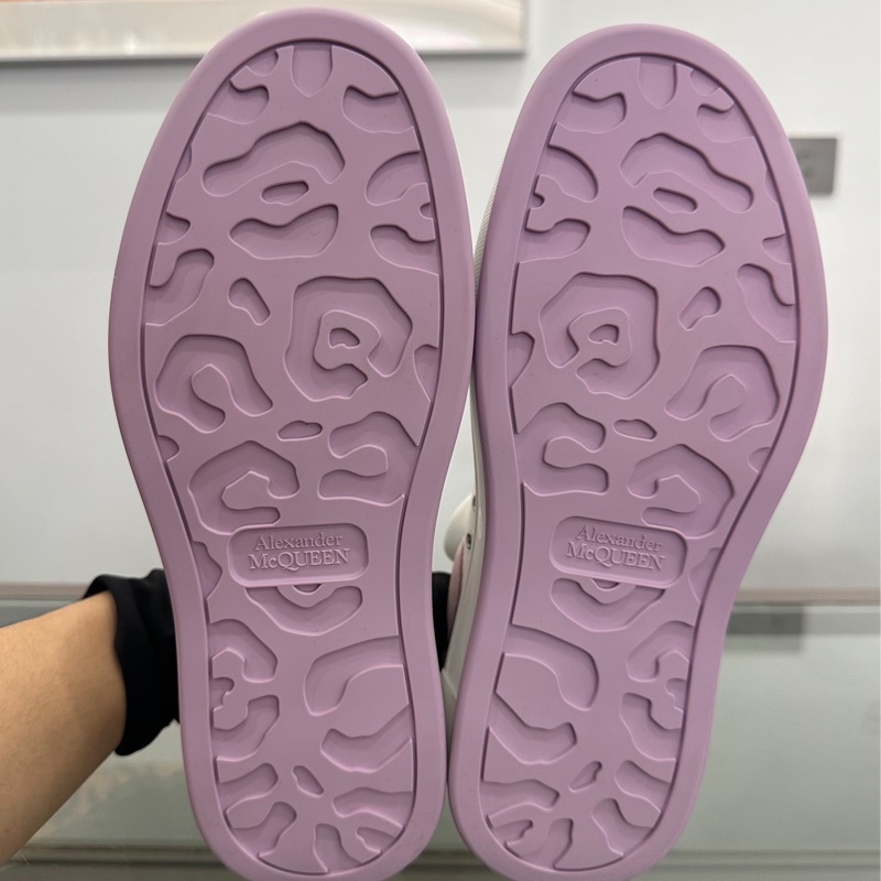 閒置未使用Alexander McQueen亞歷山大麥昆 Deck側面浮雕字母logo女款粉白拼色運動鞋球鞋休-4