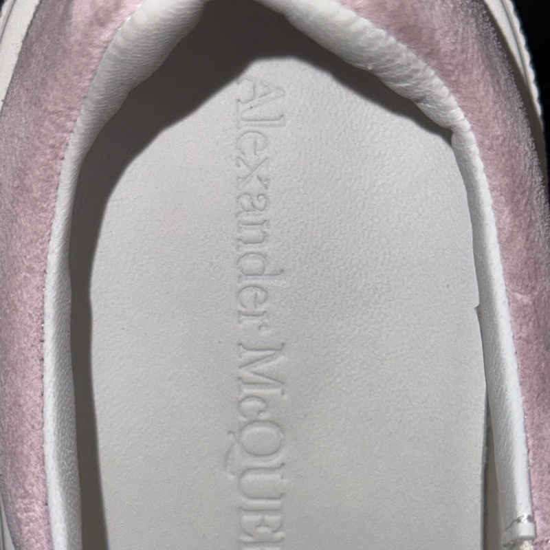 閒置未使用Alexander McQueen亞歷山大麥昆 Deck側面浮雕字母logo女款粉白拼色運動鞋球鞋休-6