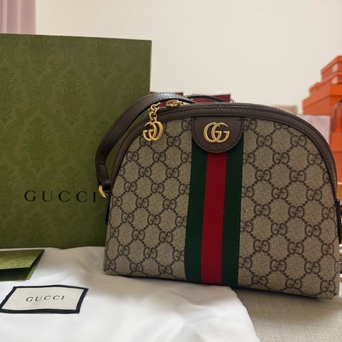 Gucci Ophidia GG Supreme 貝殼包 半月包 斜背包 附盒購證防塵袋