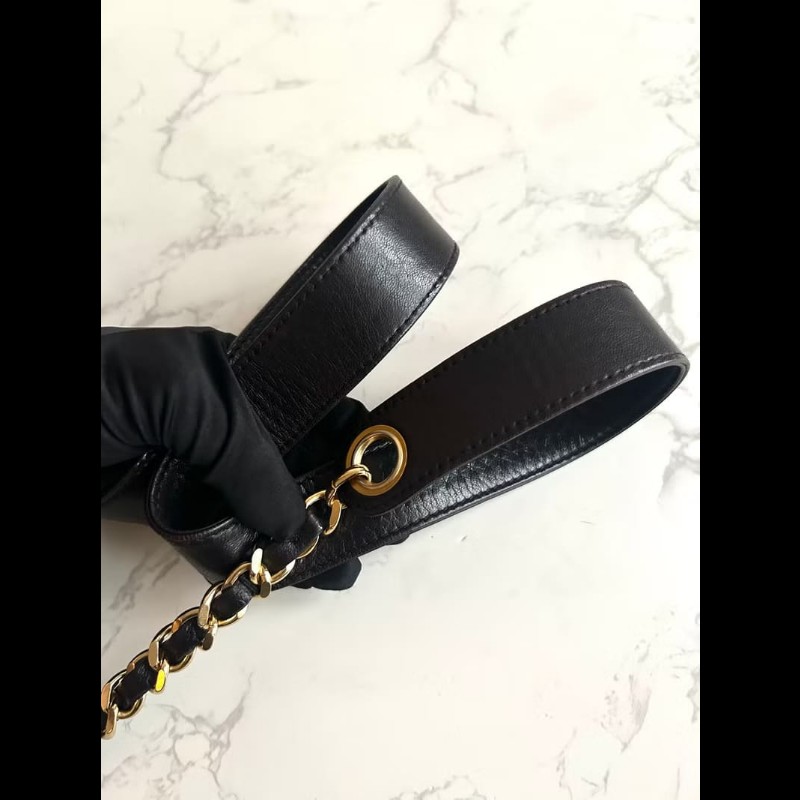 【LA LUNE】絕版中古包 Chanel黑金色鏈子水桶包 側背包 單肩包 斜背包 二手包-6