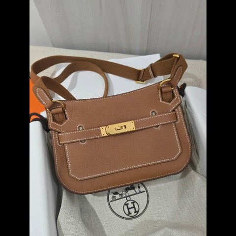 Hermes 愛馬仕 mini jypsiere 迷你 吉普賽 ec皮 金棕色 焦糖色 金釦 🈶購證正本
