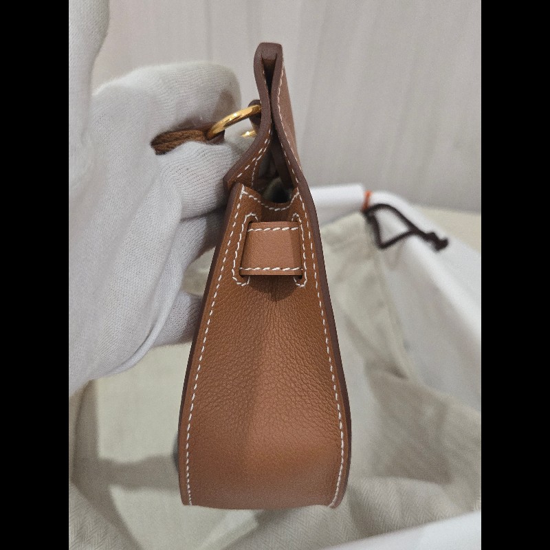 Hermes 愛馬仕 mini jypsiere 迷你 吉普賽 ec皮 金棕色 焦糖色 金釦 🈶購證正本-5