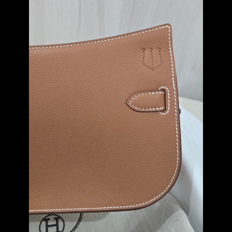 Hermes 愛馬仕 mini jypsiere 迷你 吉普賽 ec皮 金棕色 焦糖色 金釦 🈶購證正本-7