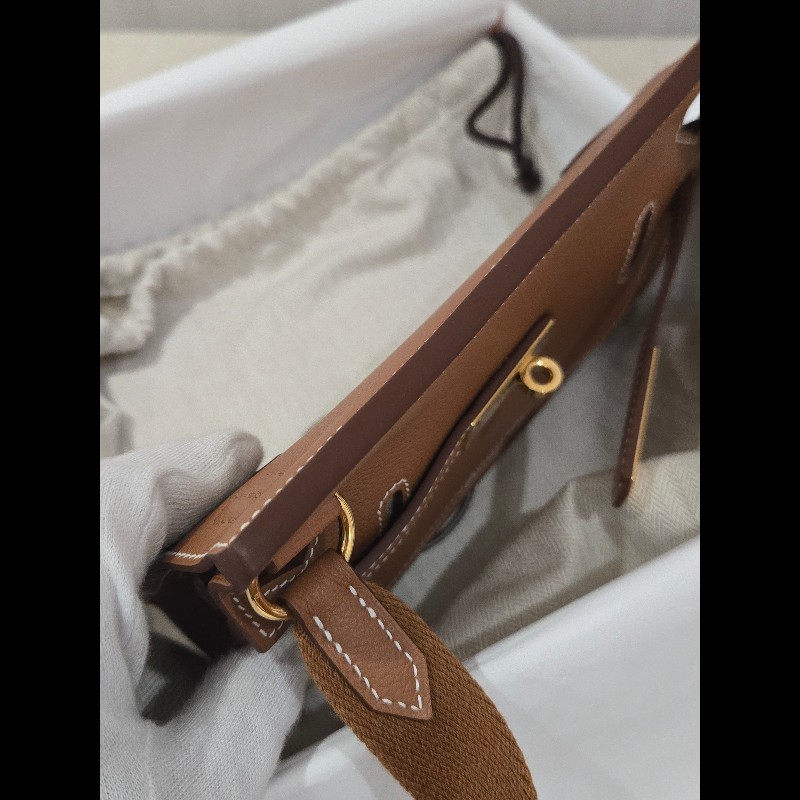 Hermes 愛馬仕 mini jypsiere 迷你 吉普賽 ec皮 金棕色 焦糖色 金釦 🈶購證正本-16