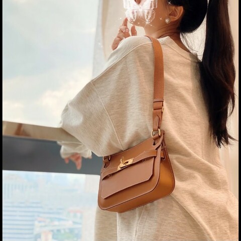 Hermes 愛馬仕 mini jypsiere 迷你 吉普賽 ec皮 金棕色 焦糖色 金釦 🈶購證正本