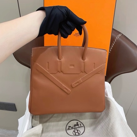 hermes 愛馬仕shadow birkin25金棕幻影～U刻 p