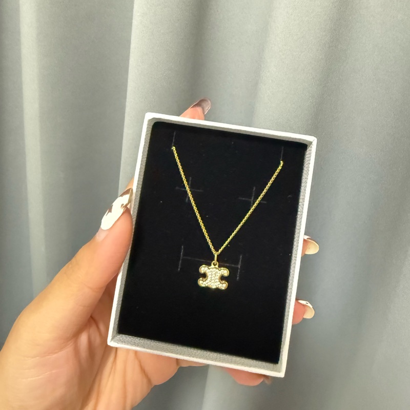 CELINE TRIOMPHE萊茵石水鑽項鍊 金色-2