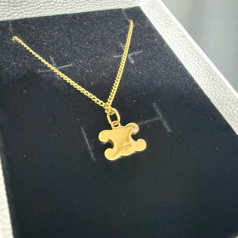 CELINE TRIOMPHE萊茵石水鑽項鍊 金色-4