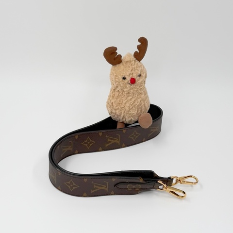 Louis Vuitton 經典Monogram 原花拼黑色牛皮雙面寬肩帶